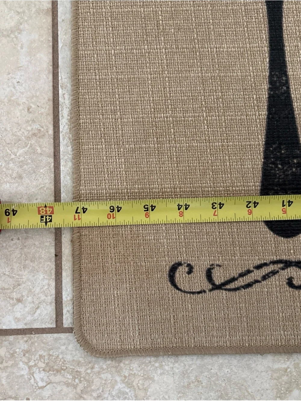 Kitchen Runner Mat - Natural Burlap with Black Text